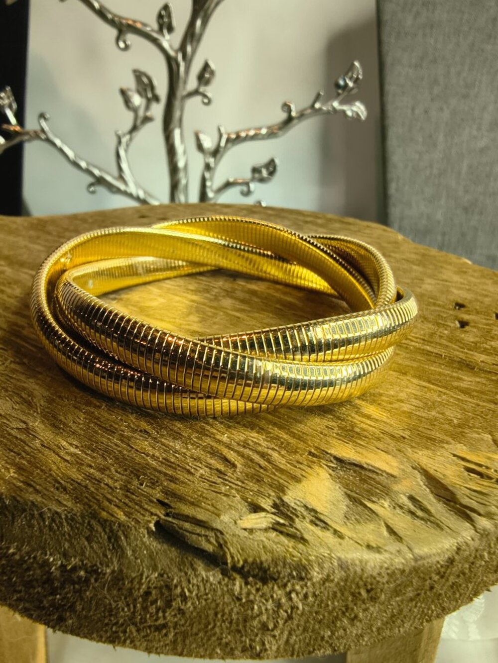 Gold Tone Triple Band Bracelet